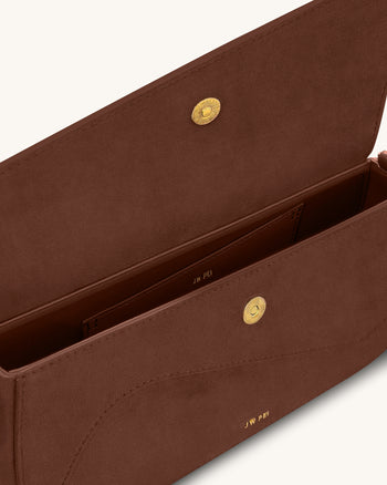 Addisyn 仿絨面拼接肩袋－摩卡啡