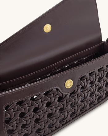 Addisyn 鏤空編織肩袋－酒紅色