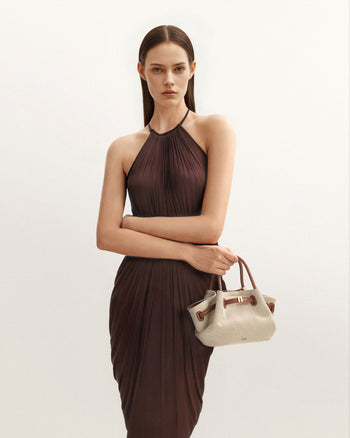 Hana 迷你托特袋 - 棕色帆布