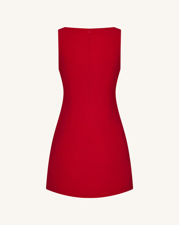 3D 花卉貼花緊身迷你連衣裙 - 紅色