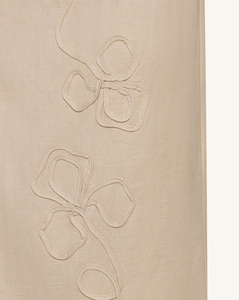 亞麻繩繡長裙 - 原色