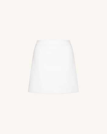 挺身直筒迷你裙 - 白色