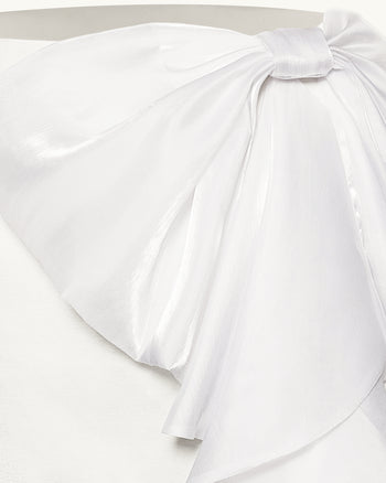 垂墜蝴蝶結短裙 - 白色