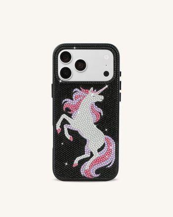 獨角獸水鑽手機殼 - 黑色