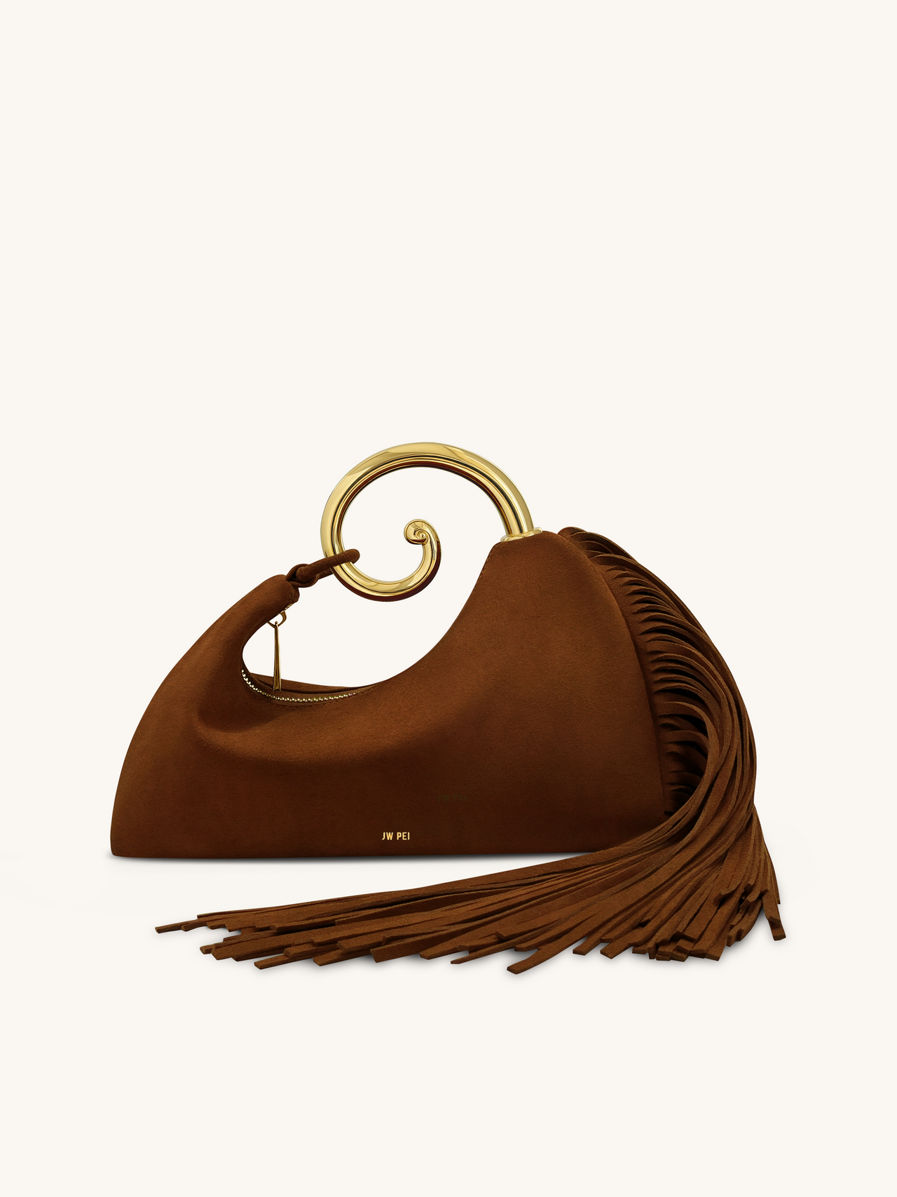 Nell 流蘇金屬手挽袋 - 摩卡啡色