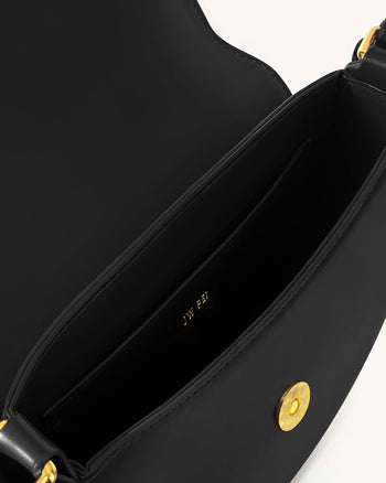 Diana 圓環翻蓋馬鞍袋 - 黑色