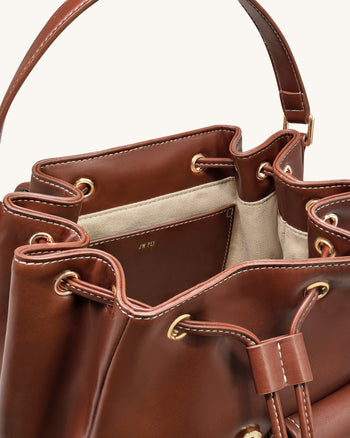 Harper 搭扣口袋背包 - 深啡色