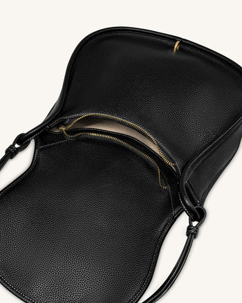 Arla 小型單肩包 - 黑色顆粒皮革