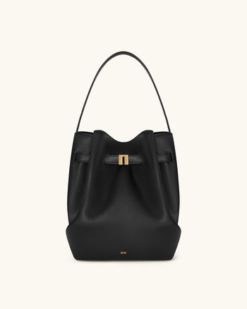 Clara 鎖飾水桶肩袋 - 黑色