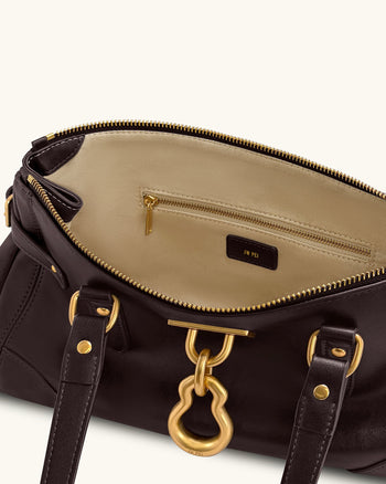 Yvette 加長型托特包 - 深棕色