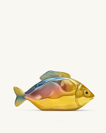 魚形手拿包 - 金色/藍色