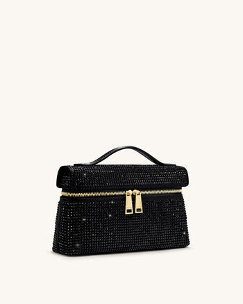 Thea 人造水晶手挽袋 - 黑色