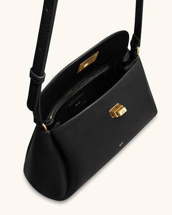 Greta 扭鎖斜孭袋 - 黑色