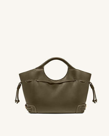 Elara 抽繩托特包 - 橄欖綠色