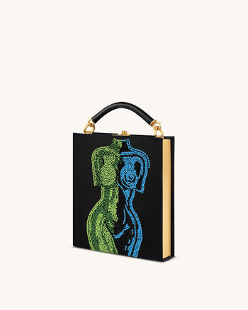 Elle 彩色珠飾書本手挽袋 - 黑色