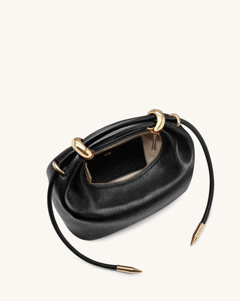 Ellie 金屬環裝飾手提包 - 黑色