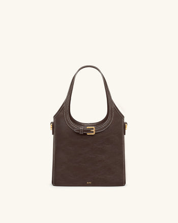 Brooke 迷你束帶綴飾手挽袋 - 深啡色