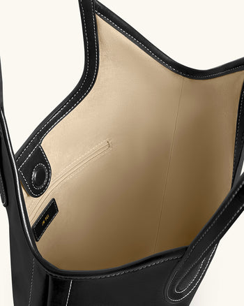 Brooke 飾帶肩背托特包 - 黑色