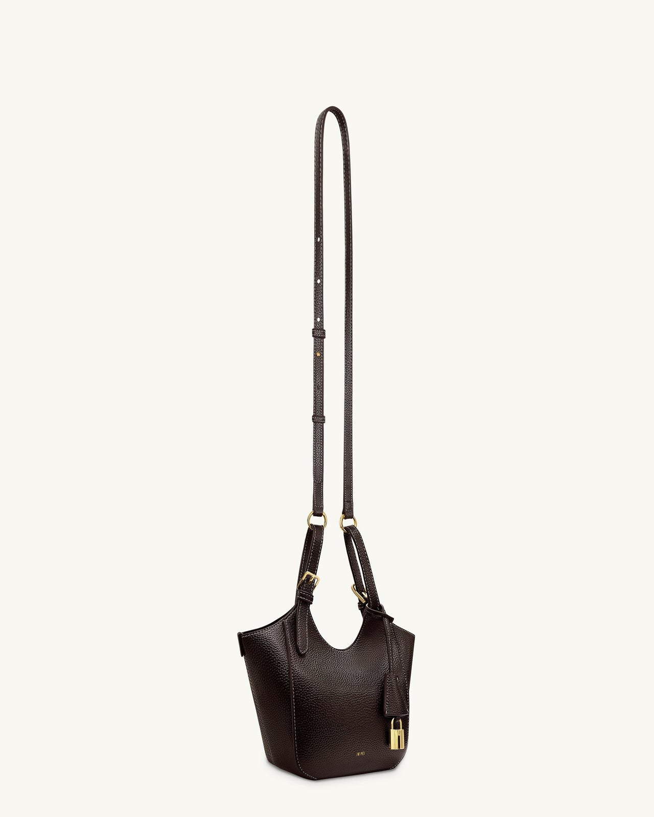 Ines 鎖頭手挽袋 - 深啡色