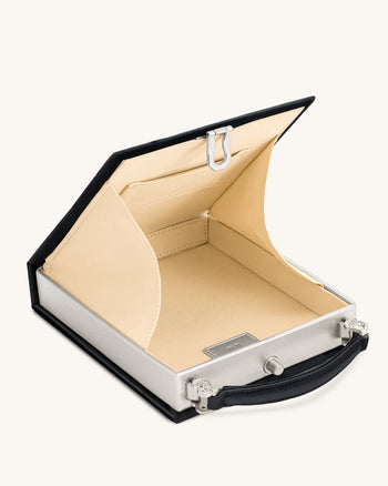 Taya 酒杯小狗圖案書形手拿袋 - 黑色