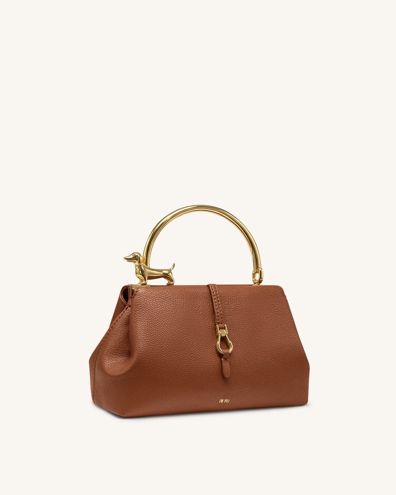 Bruna 臘腸金屬手柄手提包 - 棕色