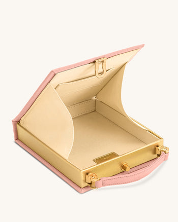 Taya 酒杯小狗圖案書形手拿袋 - 粉紅色