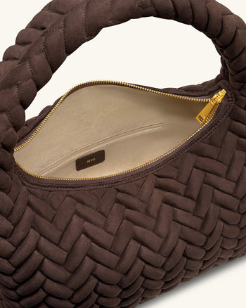 Cora 大號仿麂皮絎縫流浪包 - 深棕色