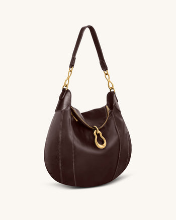 Daria 金屬吊飾肩袋 - 深啡色