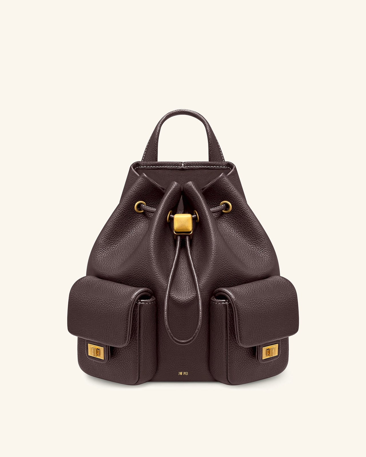 Avery 鵝卵石紋抽繩實用背包 – 深啡色