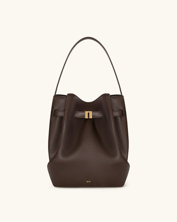 Clara 鎖飾水桶肩袋 - 摩卡啡