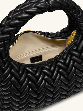 Cora 拼布手挽袋 - 黑色