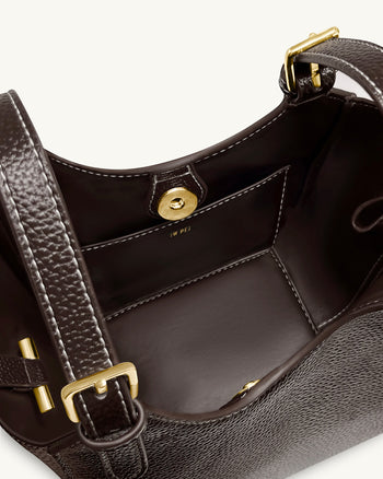 Ines 鎖頭手挽袋 - 深啡色