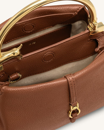 Bruna 臘腸金屬手柄手提包 - 棕色