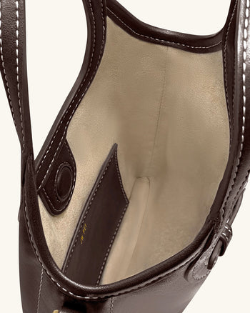 Brooke 迷你束帶綴飾手挽袋 - 深啡色