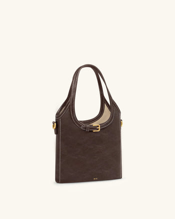 Brooke 迷你束帶綴飾手挽袋 - 深啡色