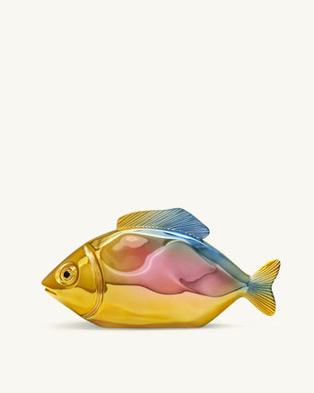 魚形手拿包 - 金色/藍色