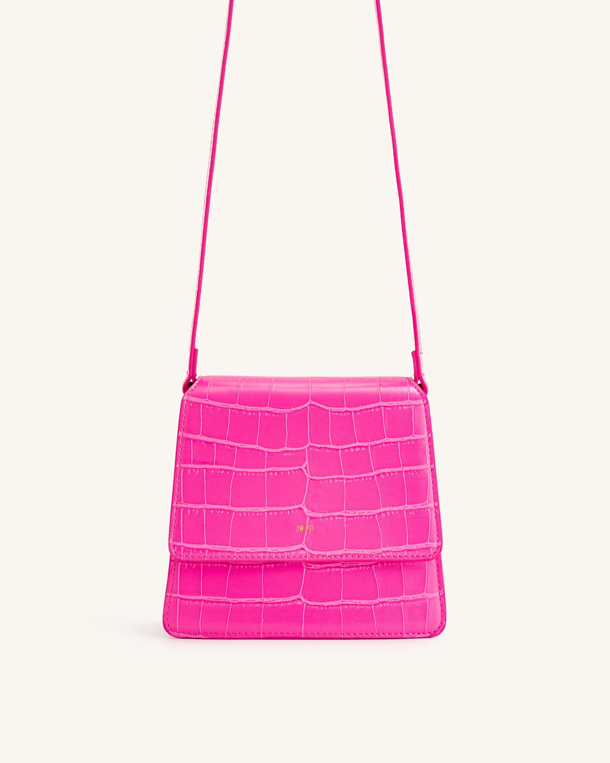 Fae 手提包 - 亮粉色鱷魚紋