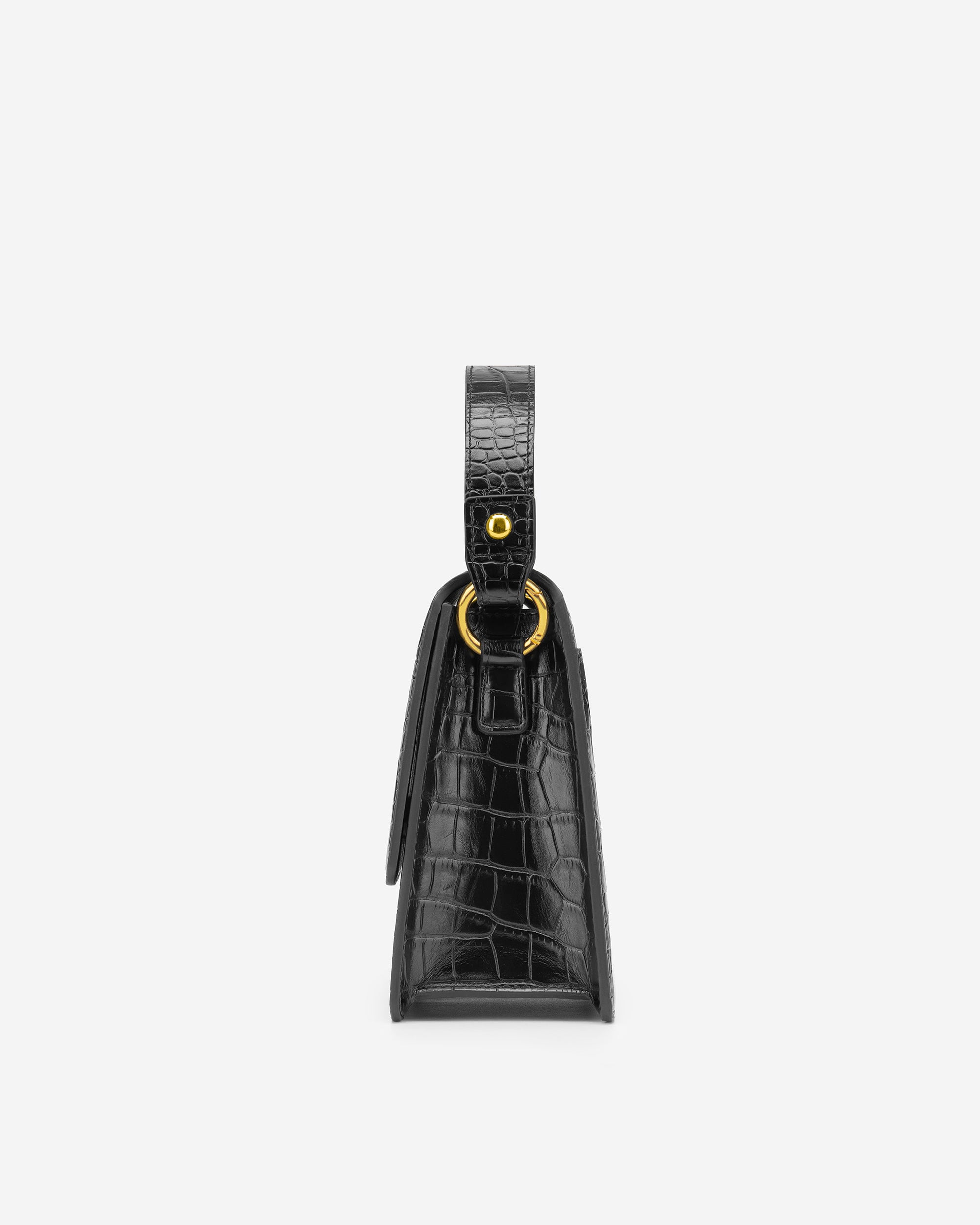 Fae 手提包 - 黑色鱷魚紋
