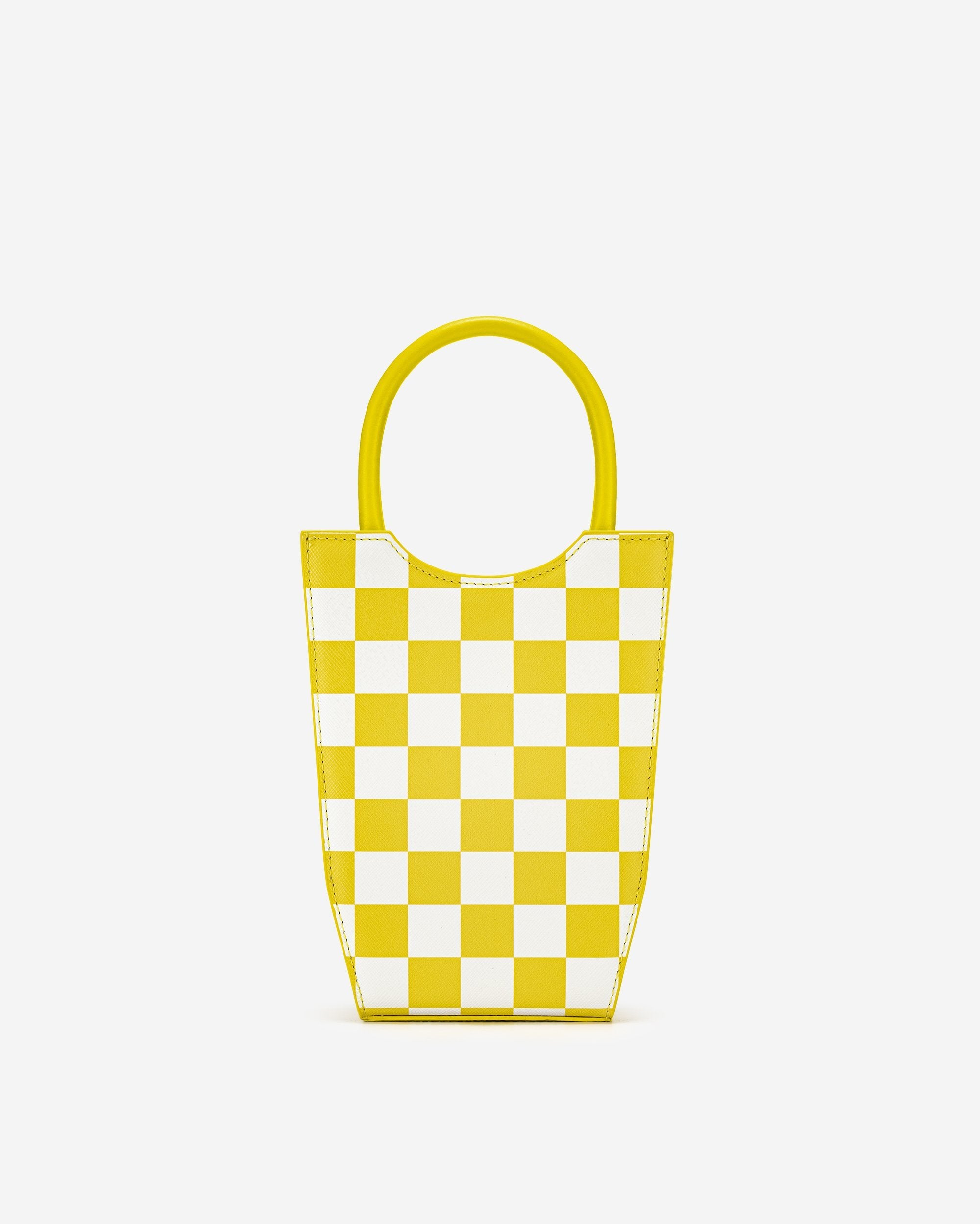 FEI 棋盤格手機包 - 黃色 & 白色