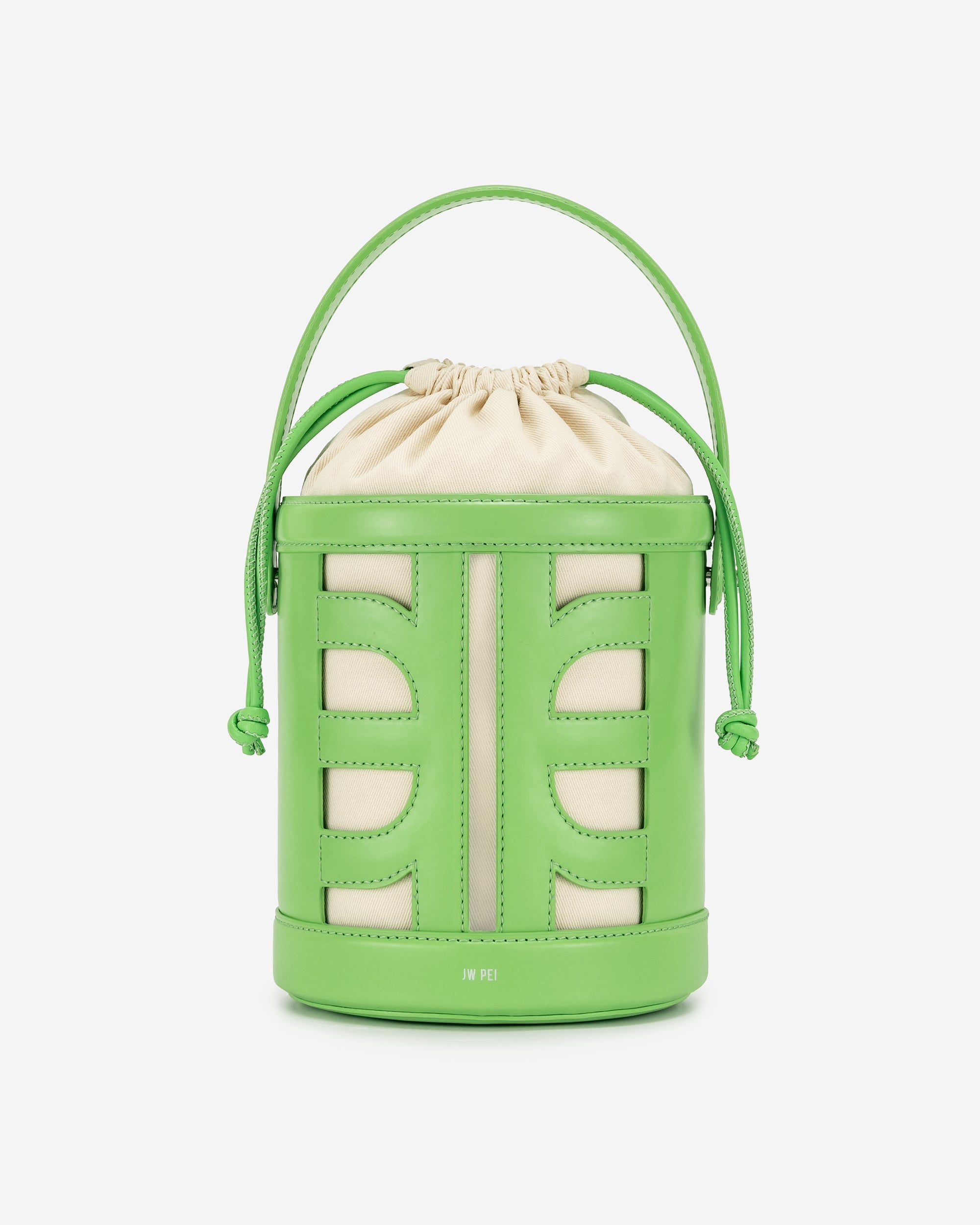 FEI 皮革鏤空水桶包 -  檸檬綠