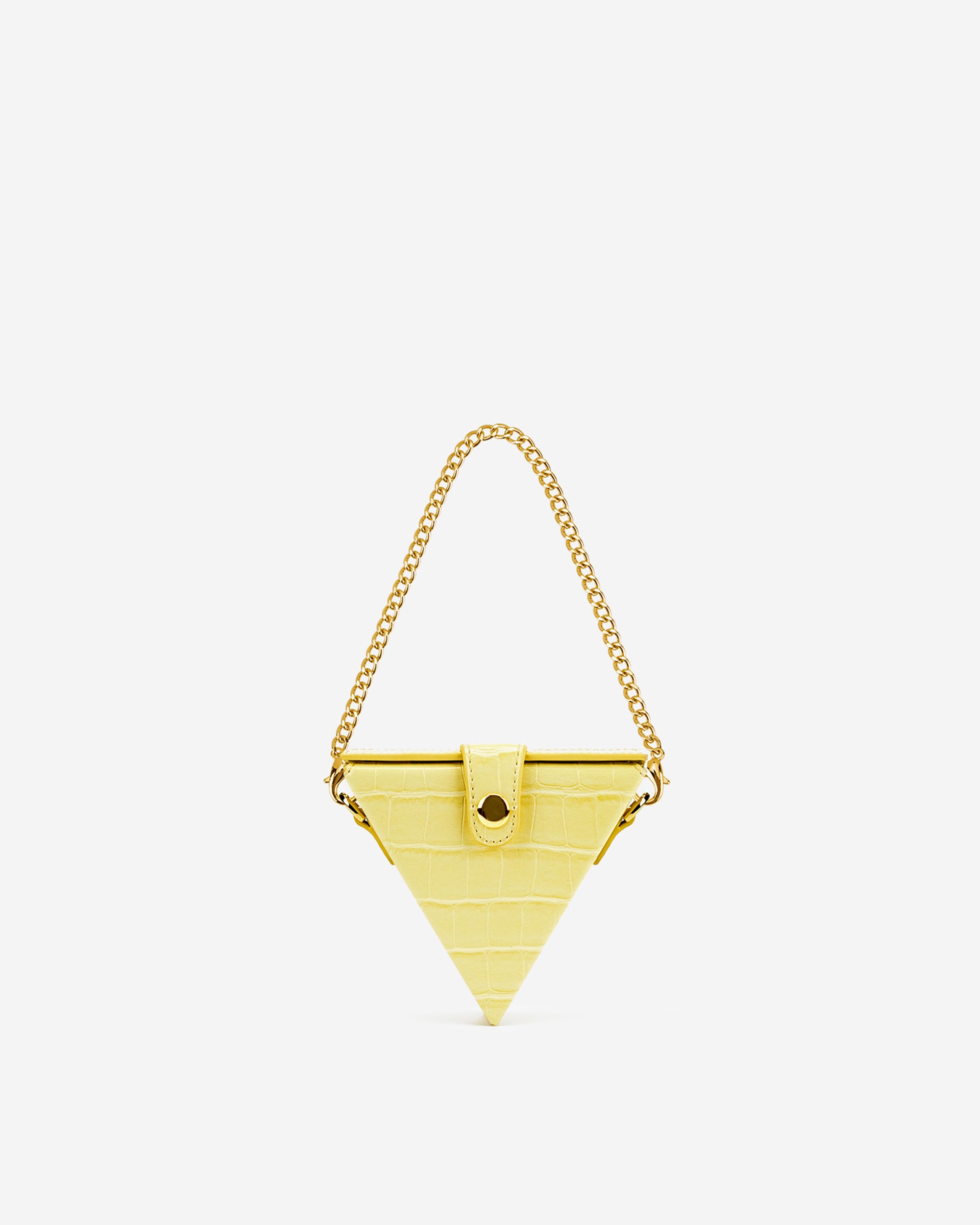 Triangle 迷你盒子包 - 淺黃色鱷魚紋