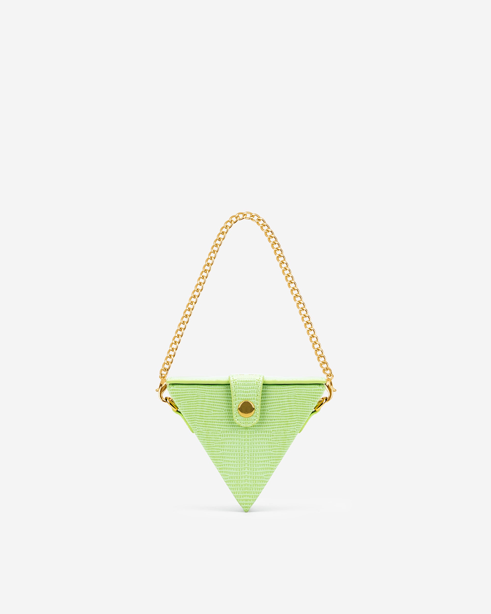 Triangle 迷你盒子包 - 檸檬綠色蜥蜴紋