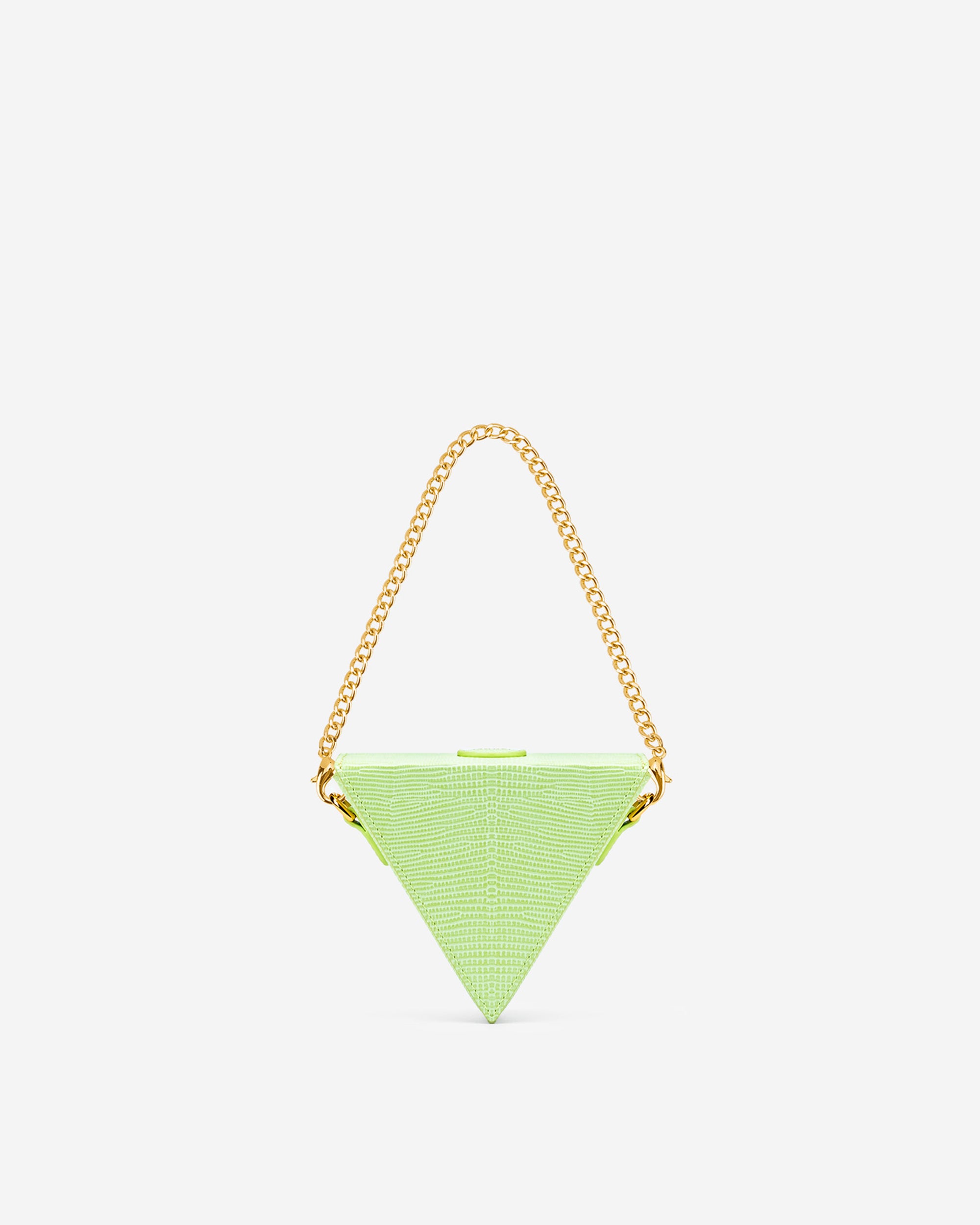 Triangle 迷你盒子包 - 檸檬綠色蜥蜴紋