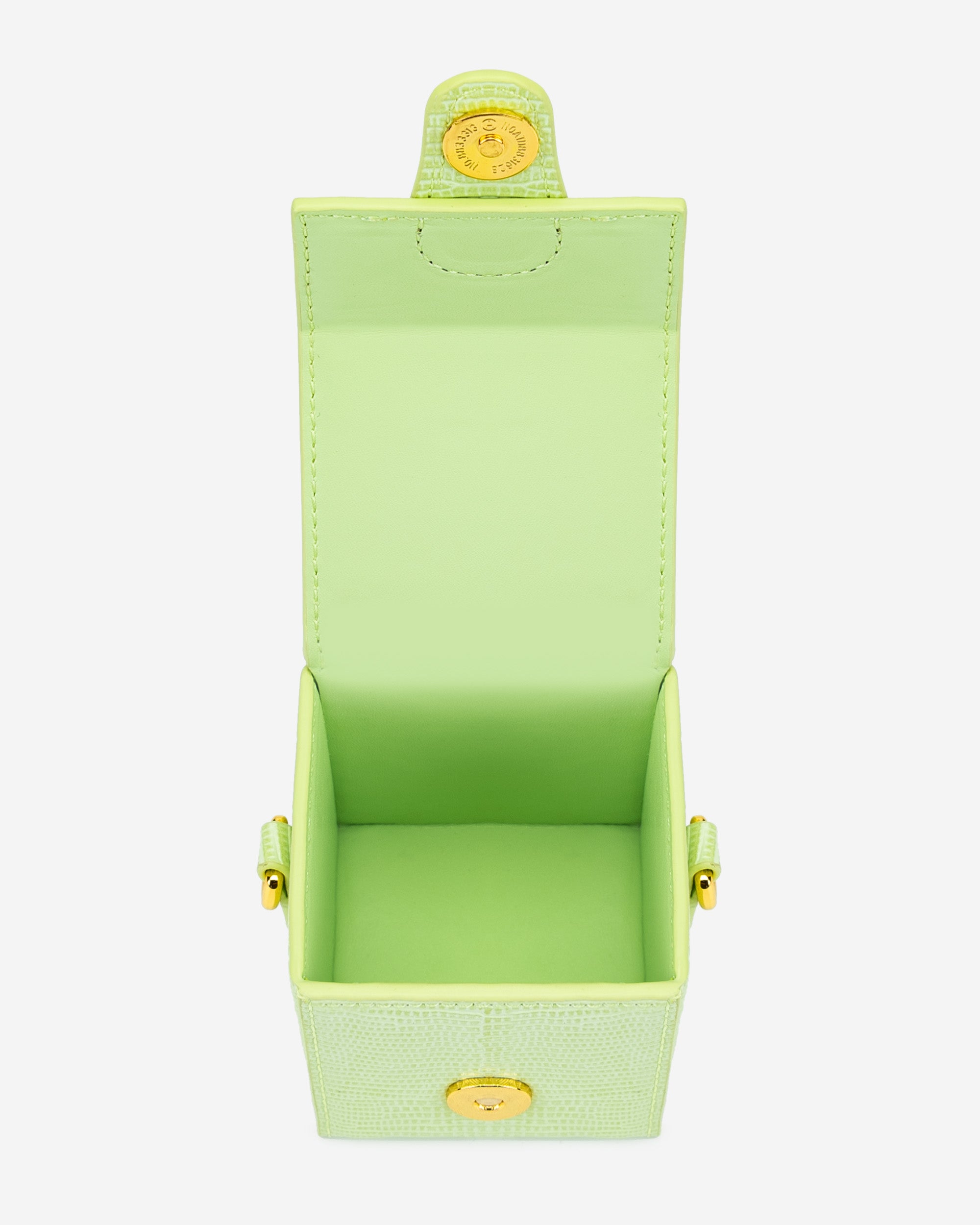 Square 迷你盒子包 - 檸檬綠色蜥蜴紋