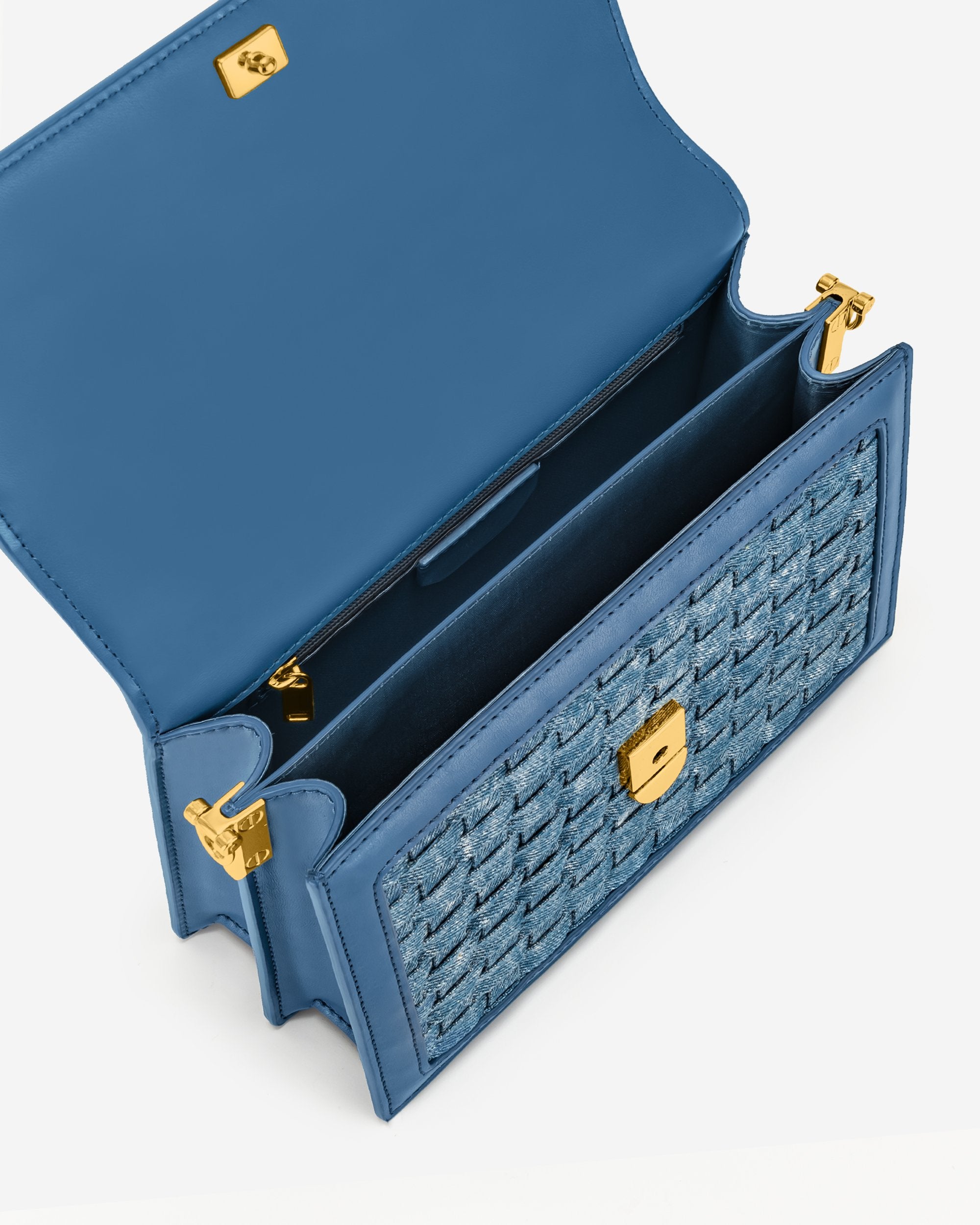 Mini Flap Bag - Blue Denim Weave