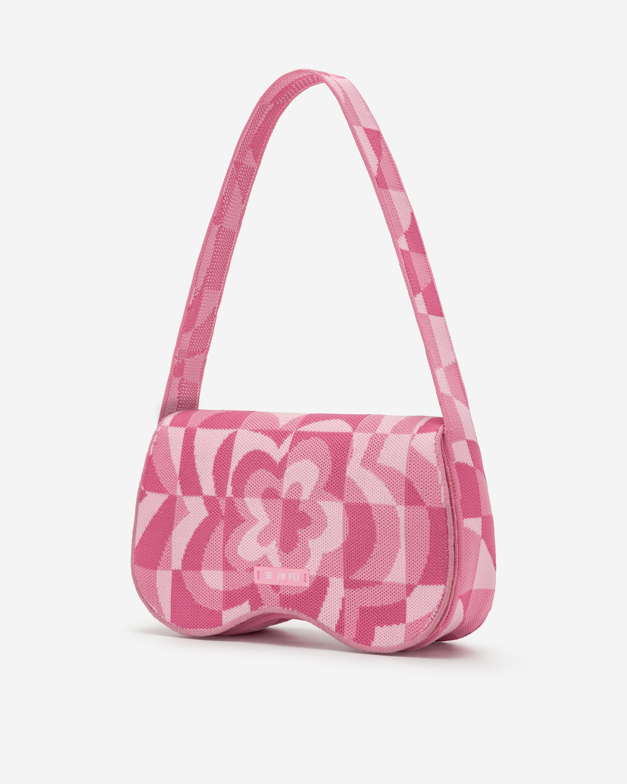 Becci Knitted Shoulder Bag - Pale Pink & Pink & Hot Pink
