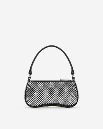 Eva 人造水晶迷你單肩包 - 黑色