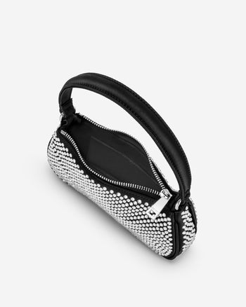 Eva 人造水晶迷你單肩包 - 黑色