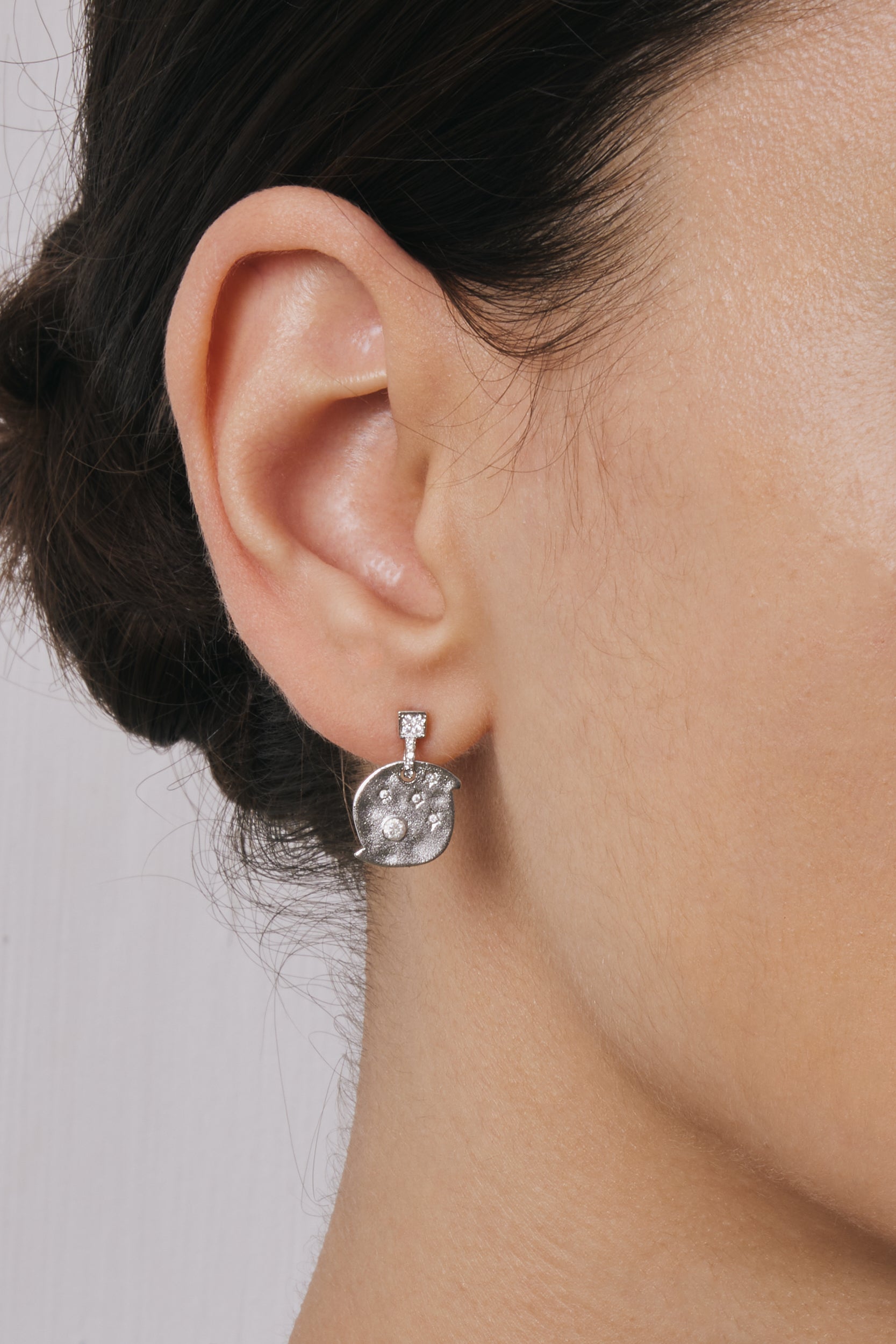 Cosmos Earrings - 18ct White Gold Plated & White Zircon