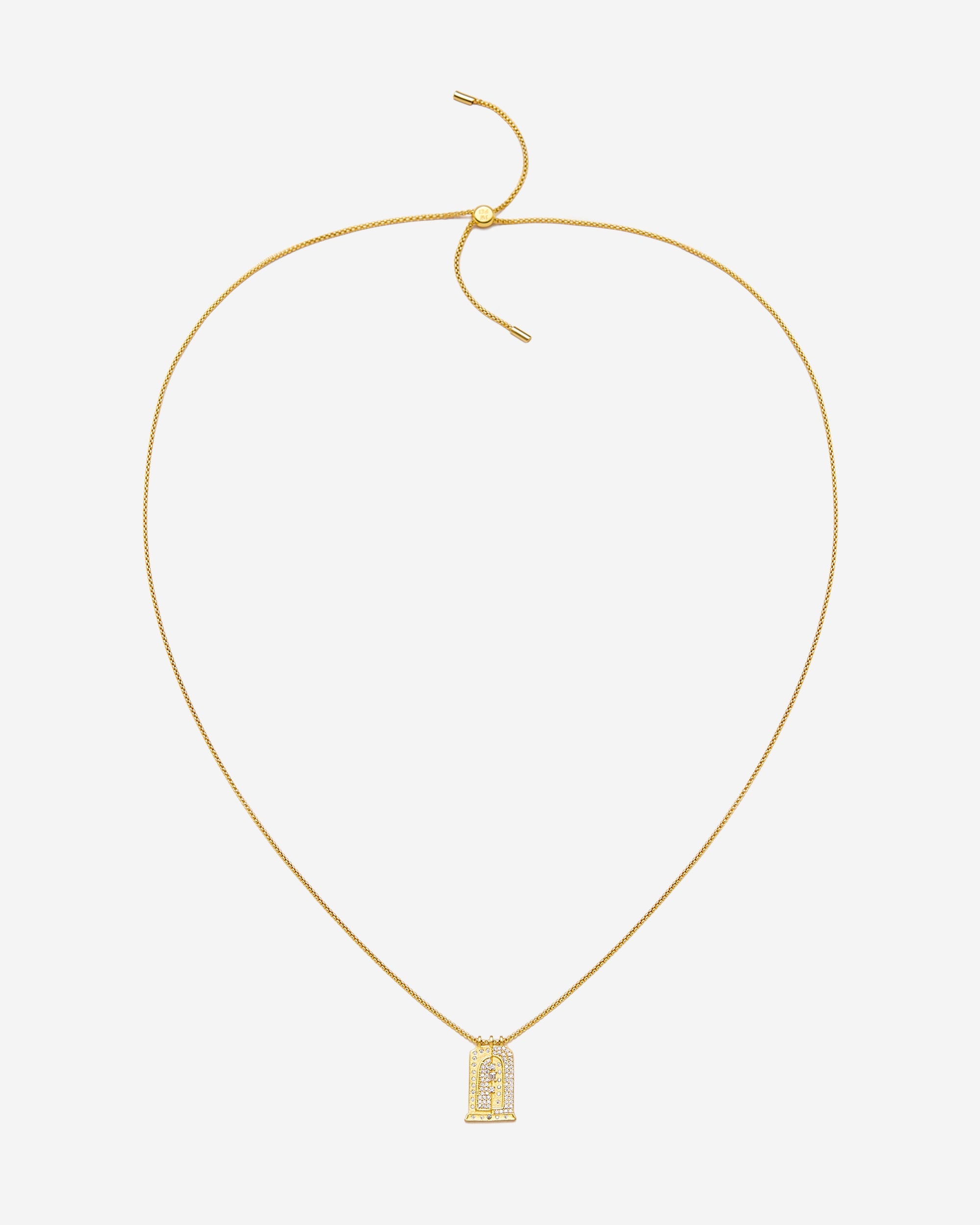 Roman Small Arch Pendant Necklace - 18ct Gold Plated & White Zircon